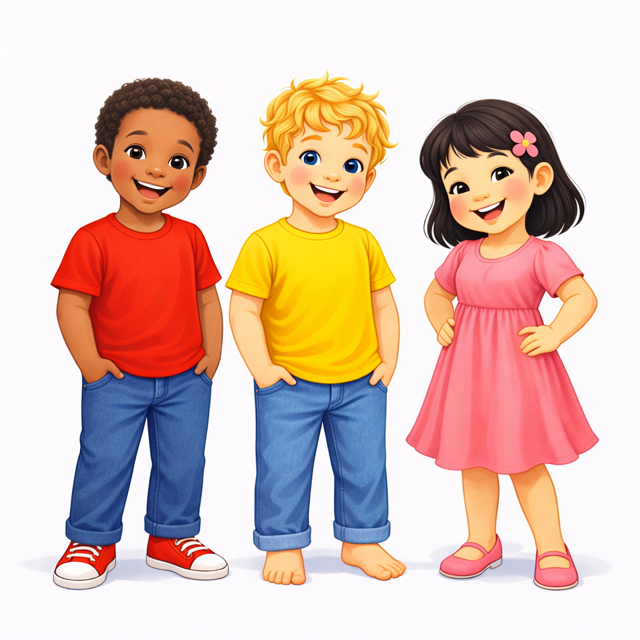 The three friends from the Rainbow Series, standing together.